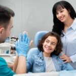a child is getting dental treatment